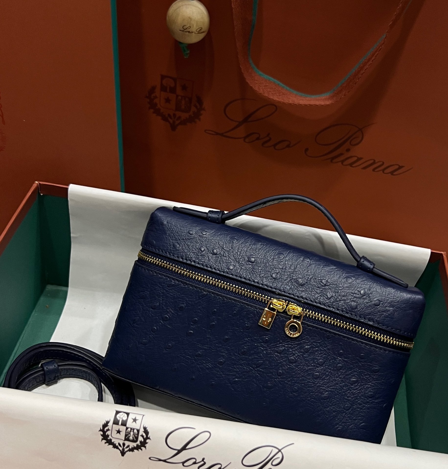 1000018675.jpg Loro Piana L19 in Dark Blue Ostrich GHW - Image 1