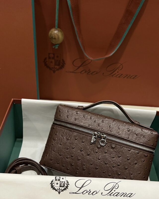 Loro Piana L19 in Chocolate Brown Ostrich PHW