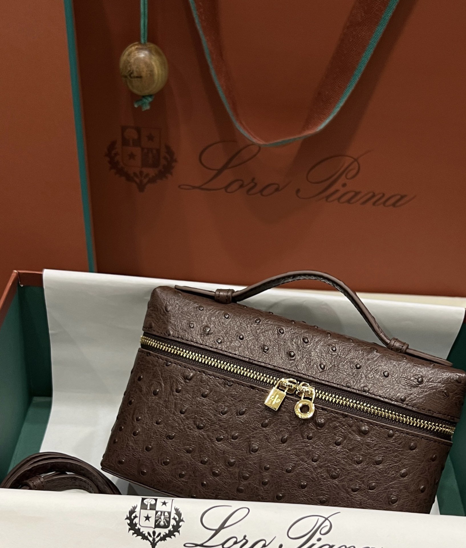 1000018803.jpg Loro Piana L19 in Chocolate Brown Ostrich GHW - Image 1