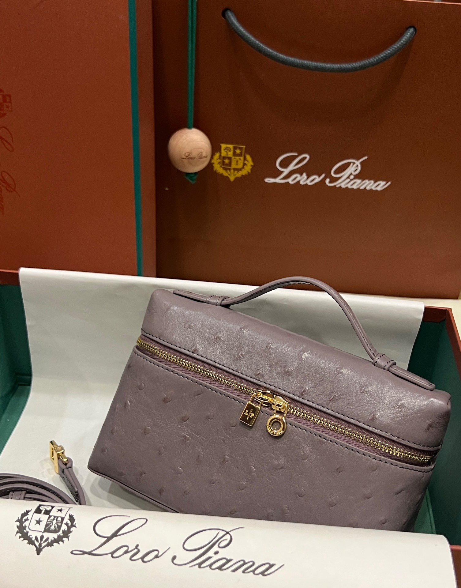 1000018901.jpg Loro Piana L19 in Violet Grey Ostrich GHW - Image 1