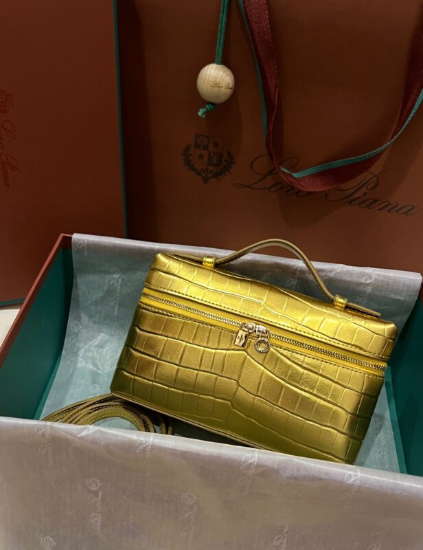Loro Piana L19 Gold Embossed Crocodile Pattern GHW