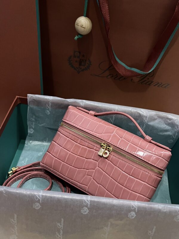 Loro Piana L19 Pink Embossed Crocodile Pattern GHW