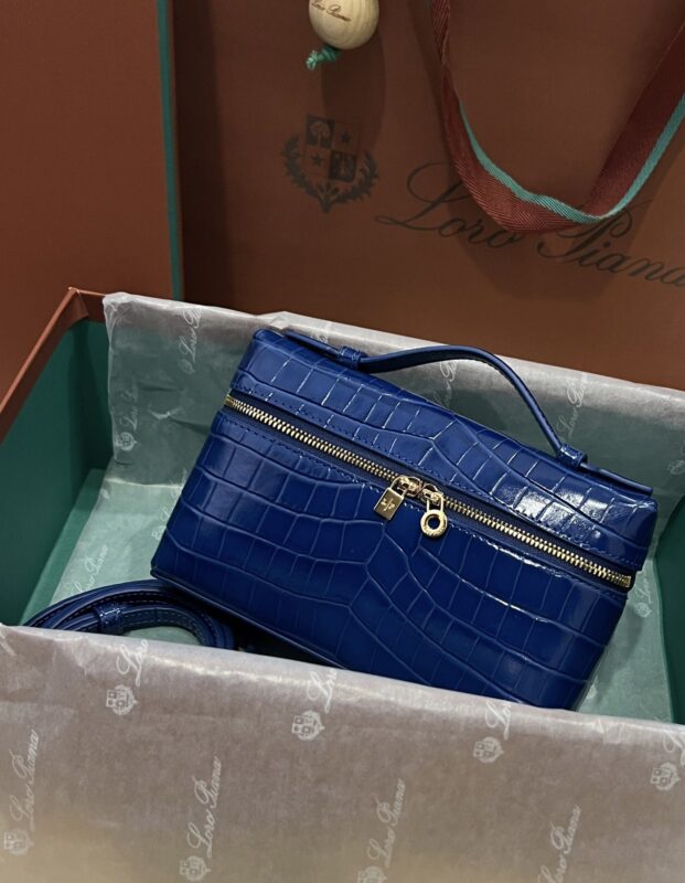 Loro Piana L19 Dark Blue Embossed Crocodile Pattern PHW