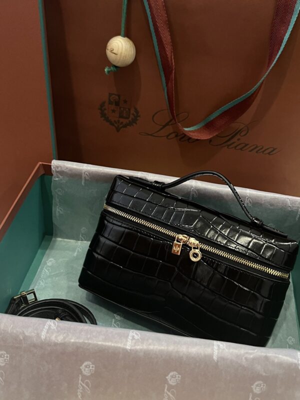 Loro Piana L19 Black Embossed Crocodile Pattern GHW