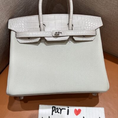 Birkin Touch 30 Craie Togo & Crocodile PHW