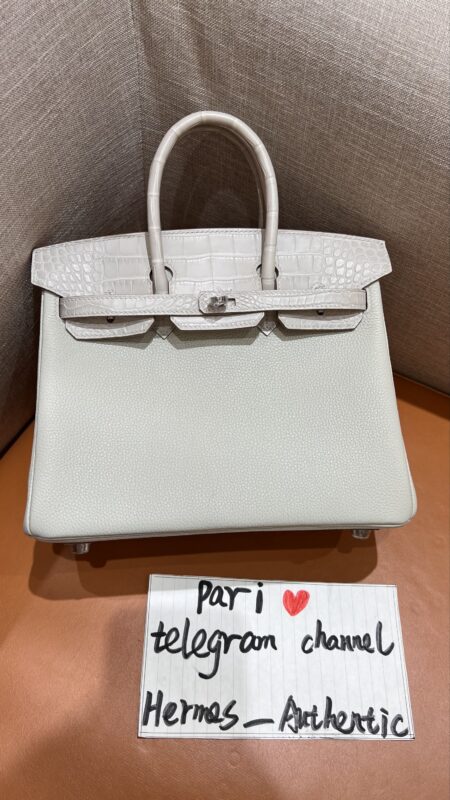 Birkin Touch 30 Craie Togo & Crocodile PHW