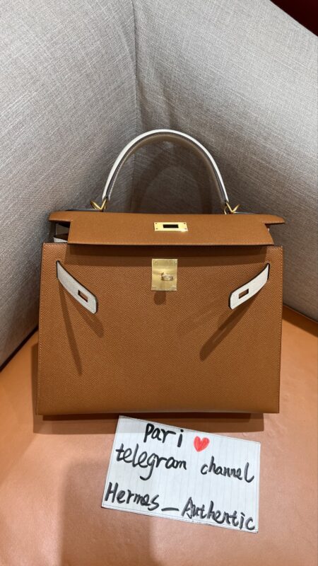 Kelly 25 Epsom Golden Brown & Craie GHW