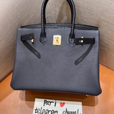 Birkin Touch 30 Noir Togo & Crocodile GHW