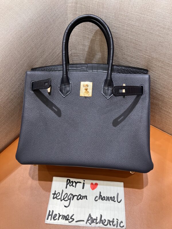Birkin Touch 30 Noir Togo & Crocodile GHW