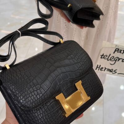 Constance 18 in Noir Matte Crocodile GHW