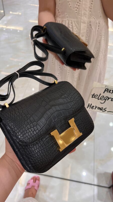 Constance 18 in Noir Matte Crocodile GHW