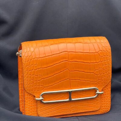 Roulis Mini in Orange Matte Crocodile