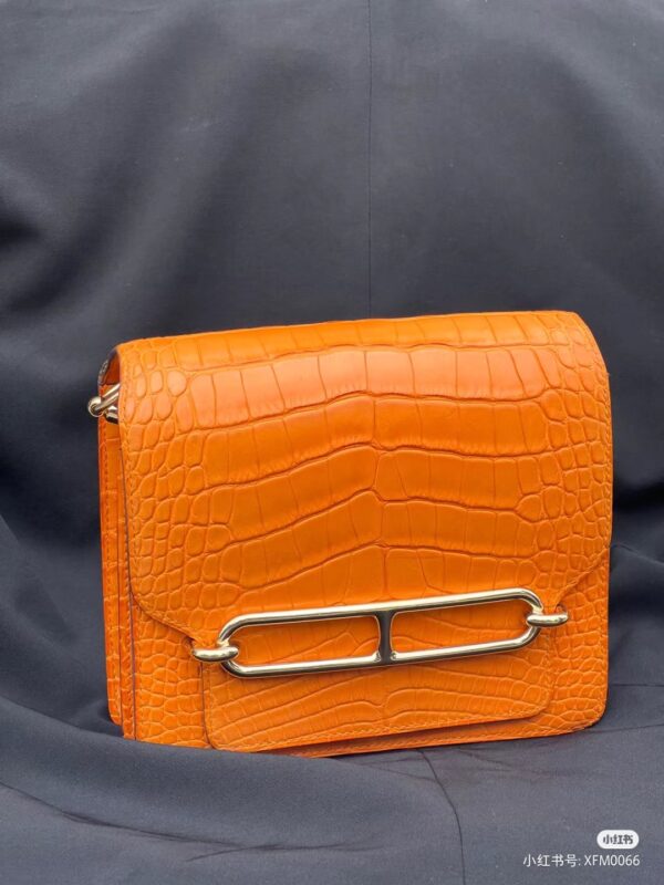 Roulis Mini in Orange Matte Crocodile