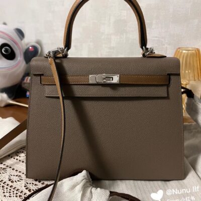 Kelly 25 in Dark Brown Epsom