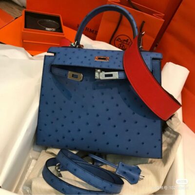 Kelly 25 Blue Ostrich