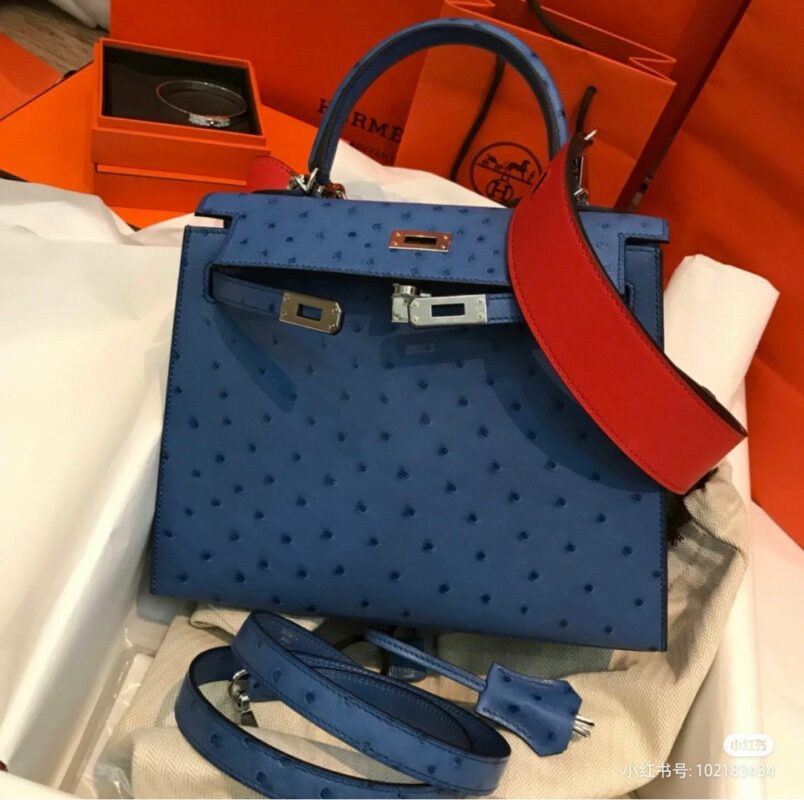 Kelly 25 Blue Ostrich