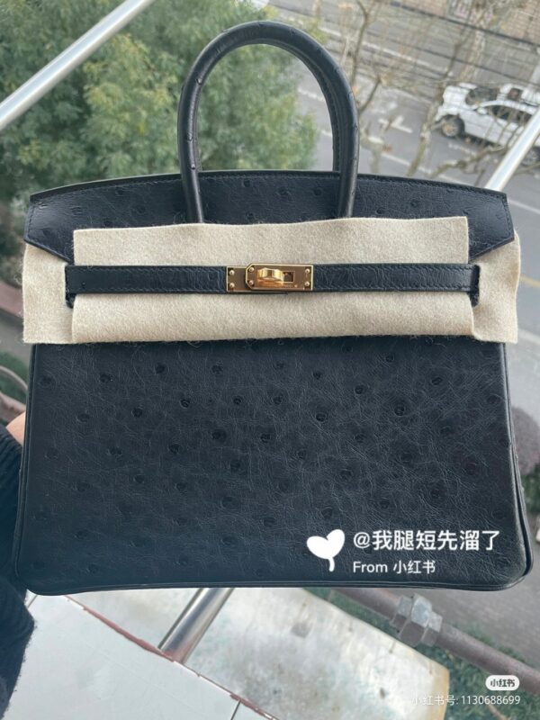 Birkin 30 Black Ostrich
