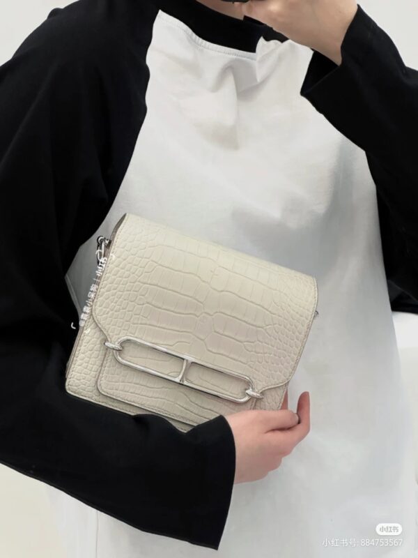 Roulis Mini Matte Crocodile Craie PHW