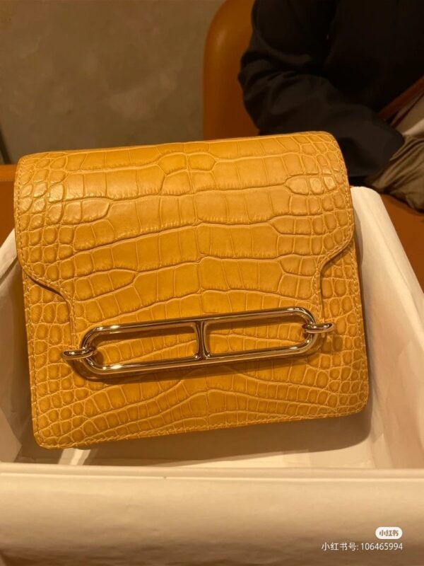 Roulis Mini Matte Crocodile Jaune Ambre GHW