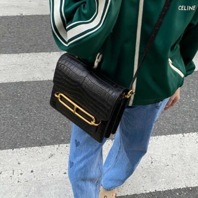 Roulis Mini Matte Crocodile Noir GHW