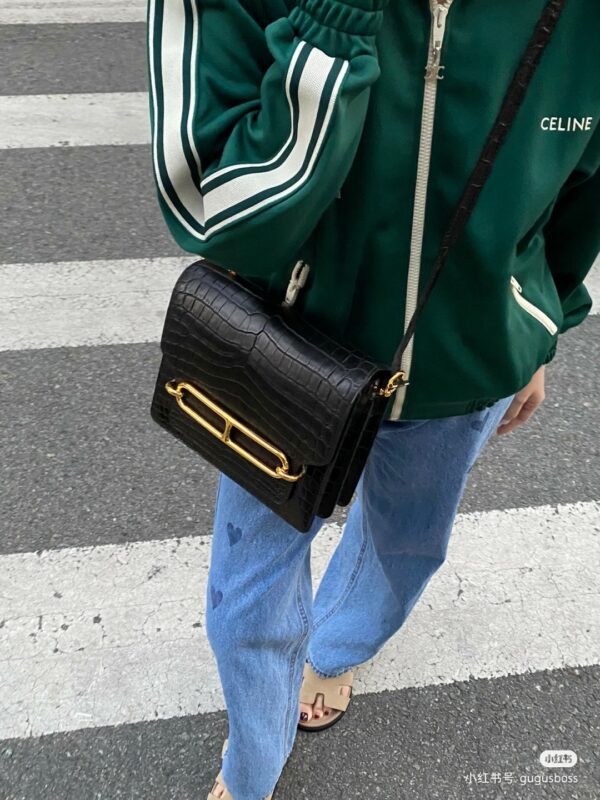 Roulis Mini Matte Crocodile Noir GHW