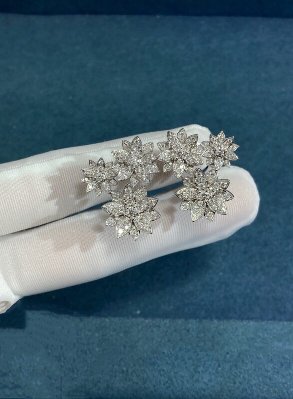 Full Diamond Flower Ear Pads, White Gold