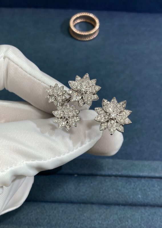 Full Diamond Flower Ring, White Gold