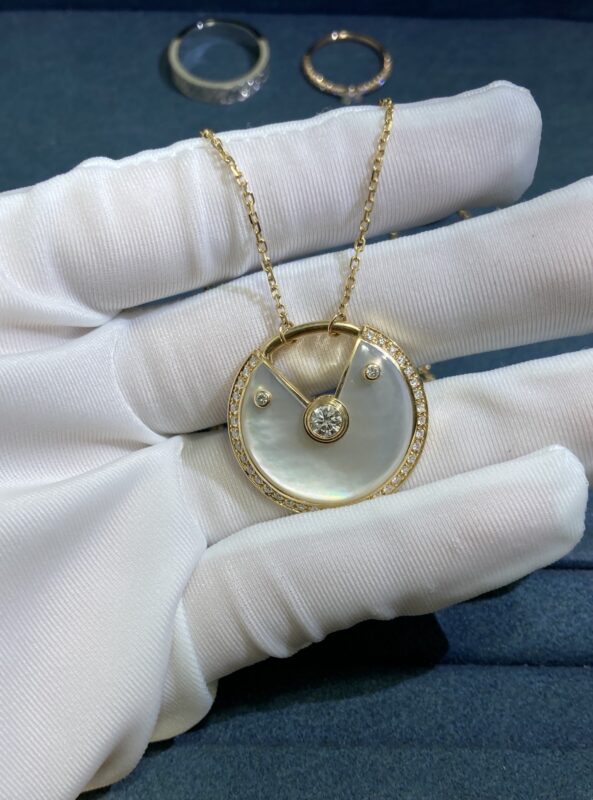 Cartier White Shell Charm Necklace, Yellow Gold