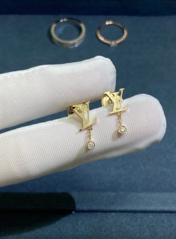 LV Stud Earrings, Yellow Gold