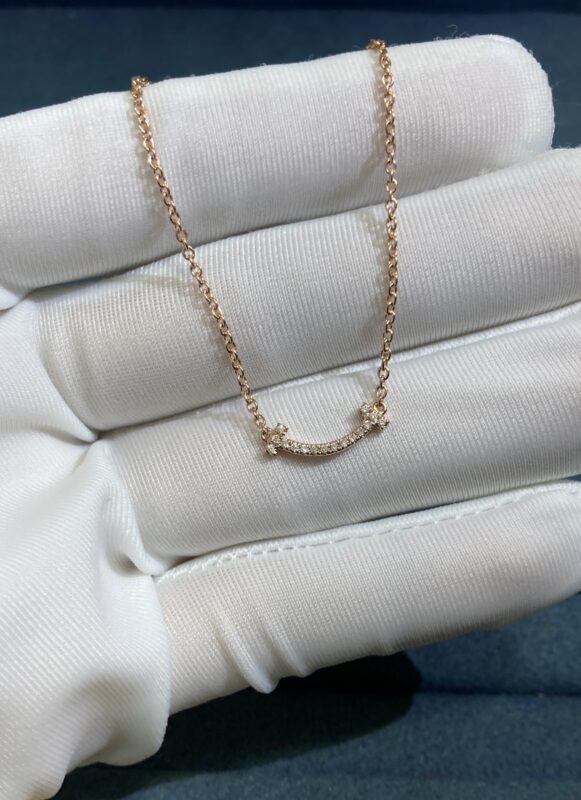 Mini Smiley Face Bracelet with Diamonds, rose gold