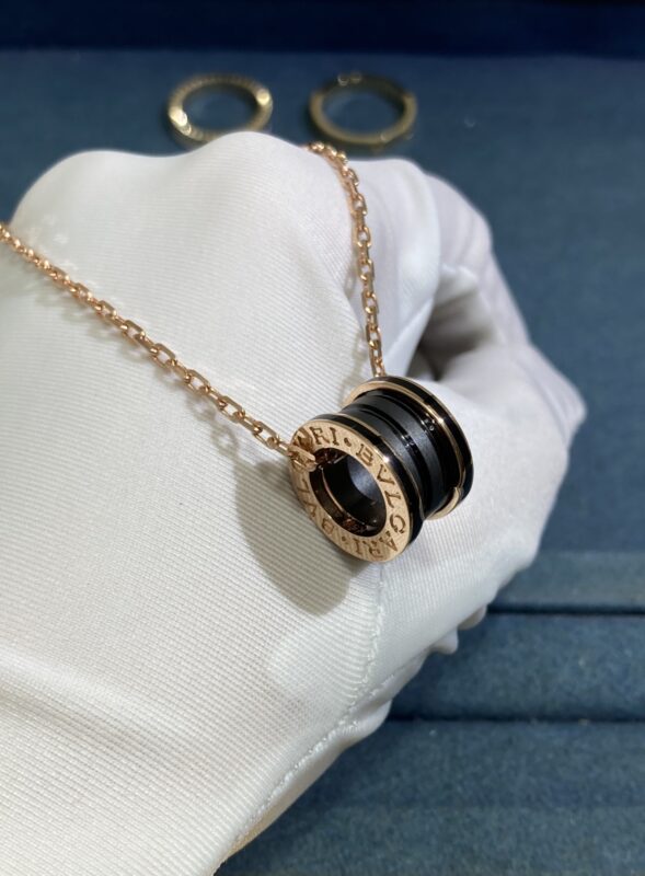 Bvlgary Black Ceramic Necklace, Rose Gold