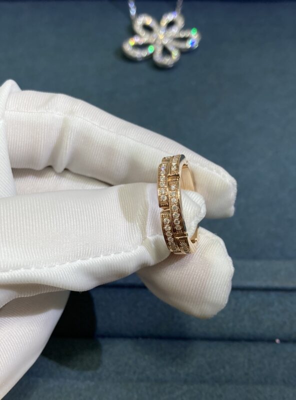 Full Diamond Tank Ring, Rose Gold