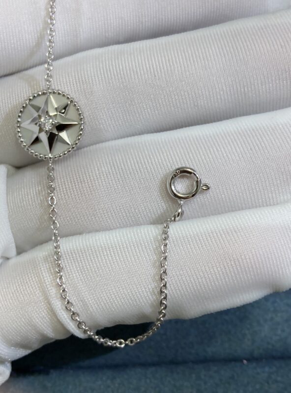 White Bell Compass Bracelet, White Gold