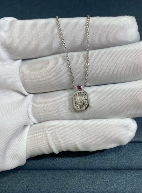 HW Perfume Bottle Necklace, White Gold