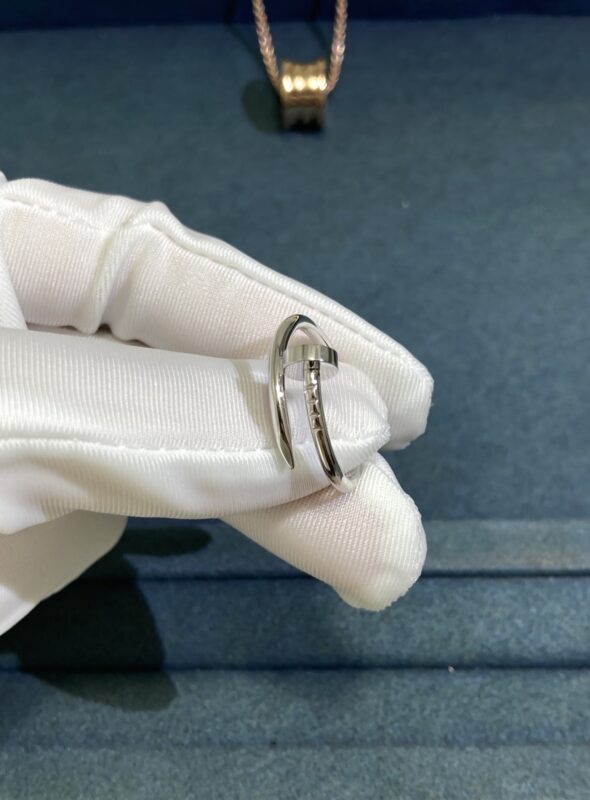 Narrow Diamond-Free Stud Ring, White Gold