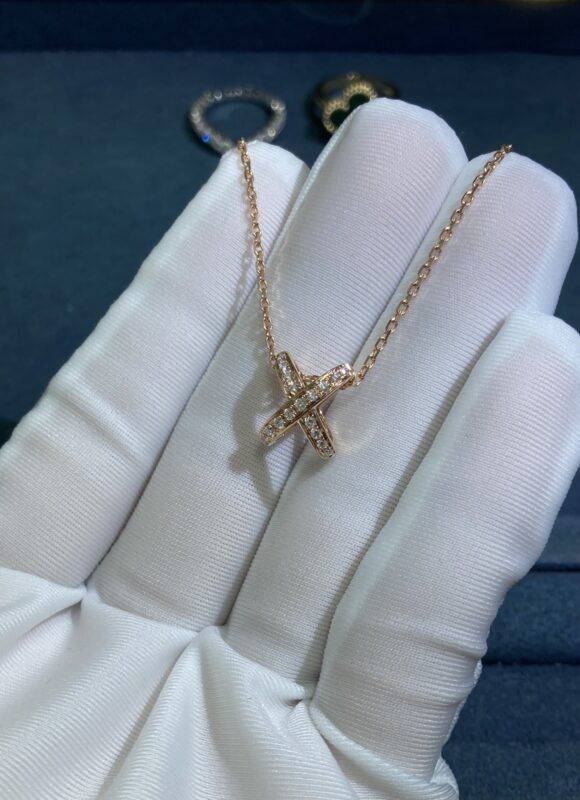 Cutout Cross Necklace with Diamonds, Rose Gold