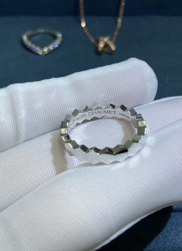 Honeycomb Ring with One Diamond Wide, White Gold