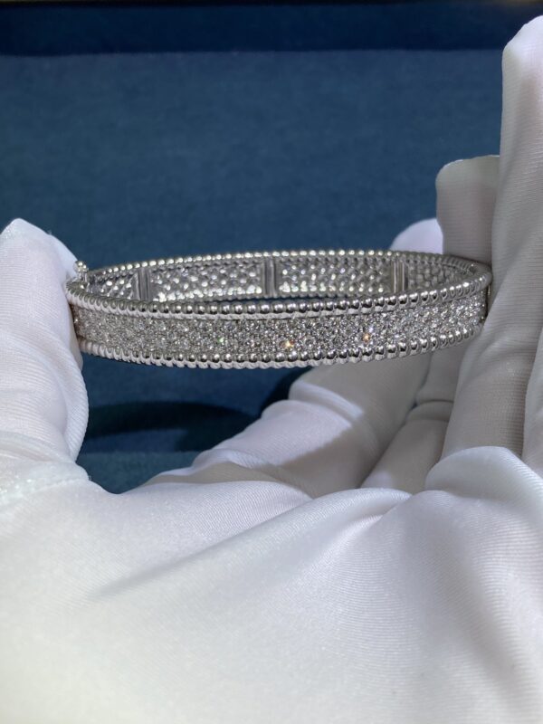 Wide Bead Center Bracelet, White Gold