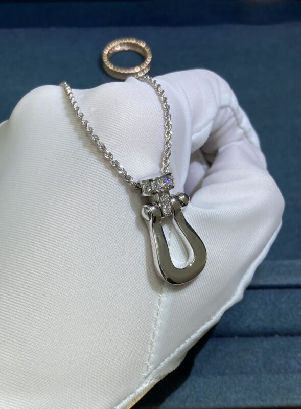 Fred Half Diamond Necklace, White Gold