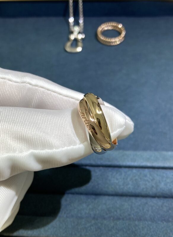 C Family Wide Version of The Three-Color Ring, Rose Gold + White Gold + Gold