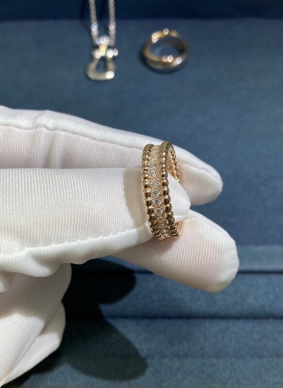 Beads Center Full Diamond Ring, Rose Gold