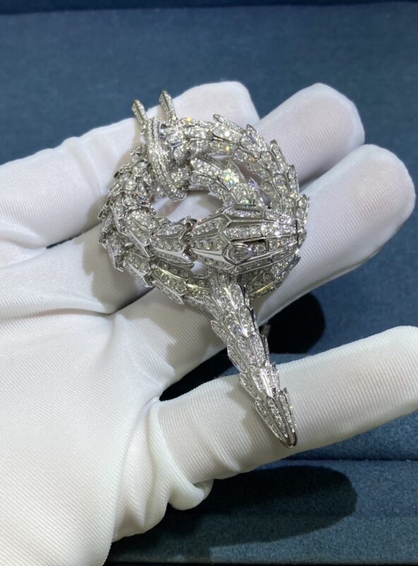 Diamond Snake Necklace, White Gold