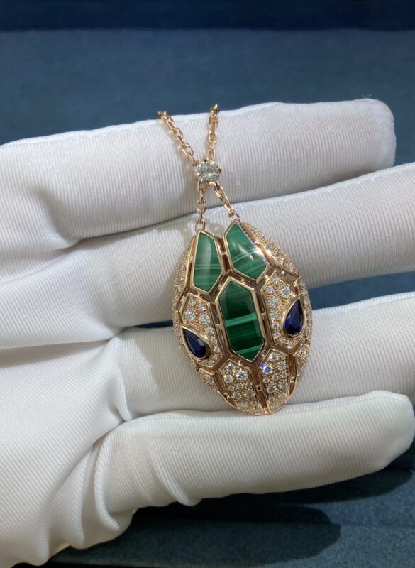 Snake Head Necklace, Rose Gold