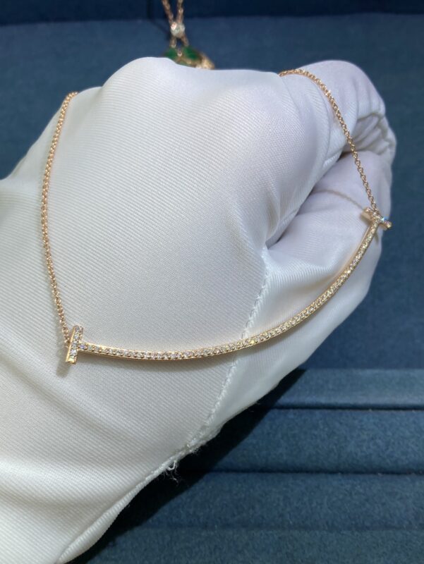 Large Smiley Face Necklace with Diamonds, Rose Gold