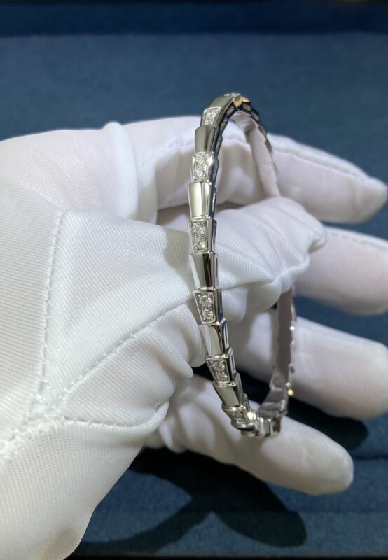 Diamond Snakebone Bracelet, White Gold