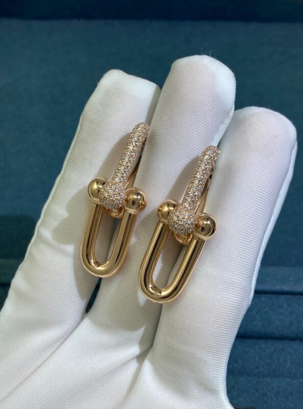 Tiffany’s Double Hoop Earrings with Diamonds, Rose Gold