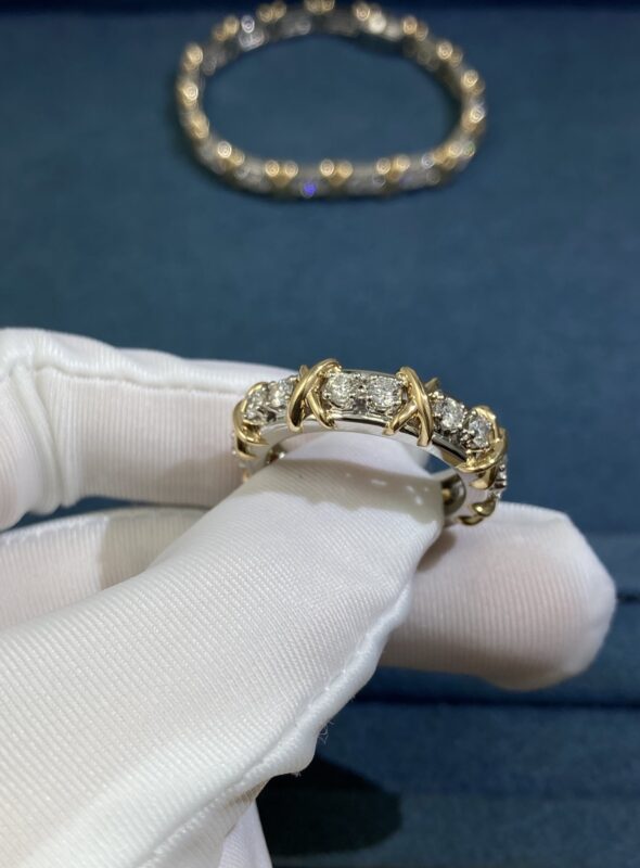 Tiffany’s X Ring, Platinum + Gold