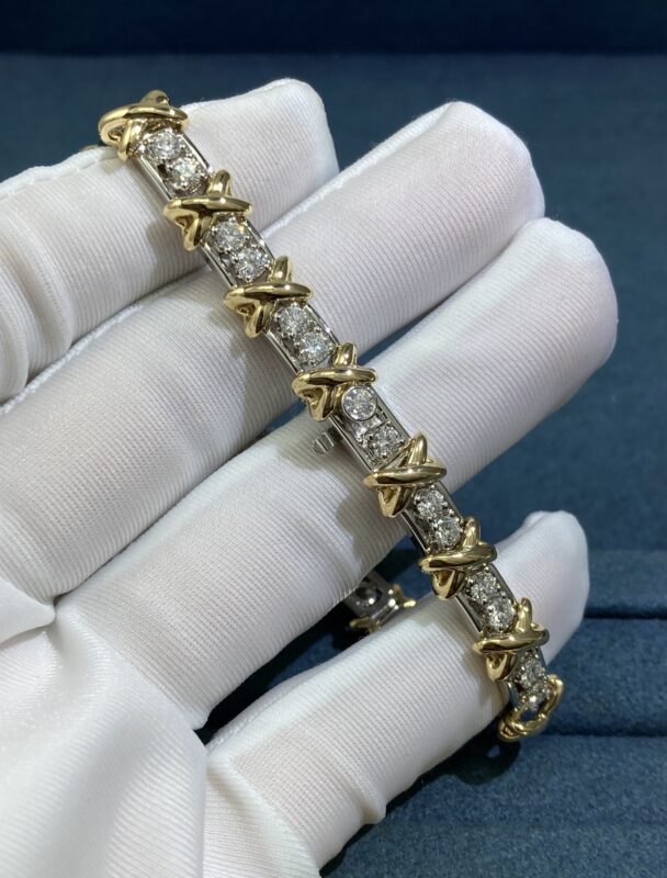 Tiffany’s X Bracelet, Platinum+Yellow Gold