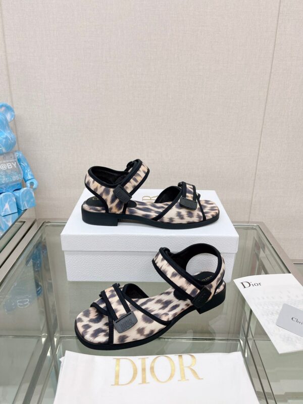 Dior New Leopard Velcro Flat Sandals