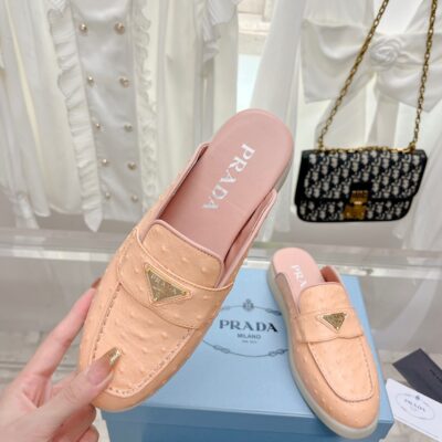 Prada 2023 New Unisex Mules in Ostrich